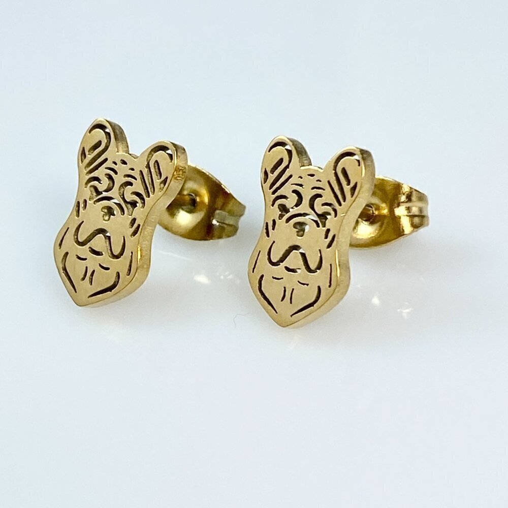 Tiny French Boxer Stud Earrings Stainless Steel